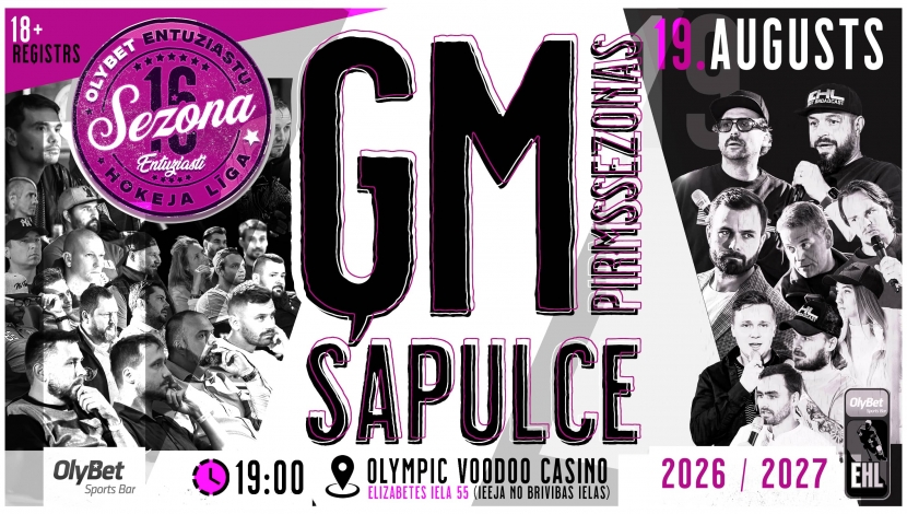 OlyBet EHL 16.sezonas GM un Kapteiņu sapulce notiks 19.augustā